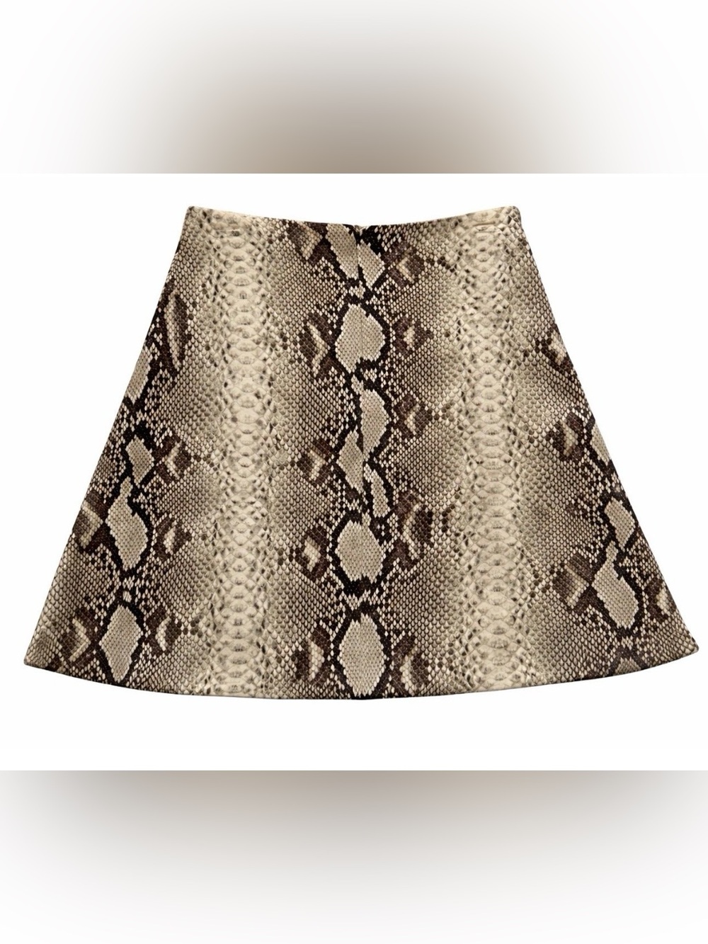 Carven Snake Print A-Line Mini Skirt EU 38 US 6 Silk Lined Designer